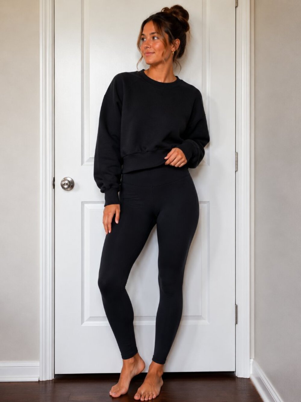 Athleta Black Crewneck Pullover Sweatshirt